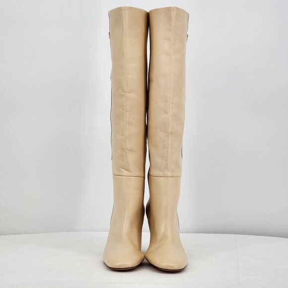 Sandro Jily Smooth Leather Ivory Tall Heeled Boots Size 37 EU NEW - Picture 2 of 16